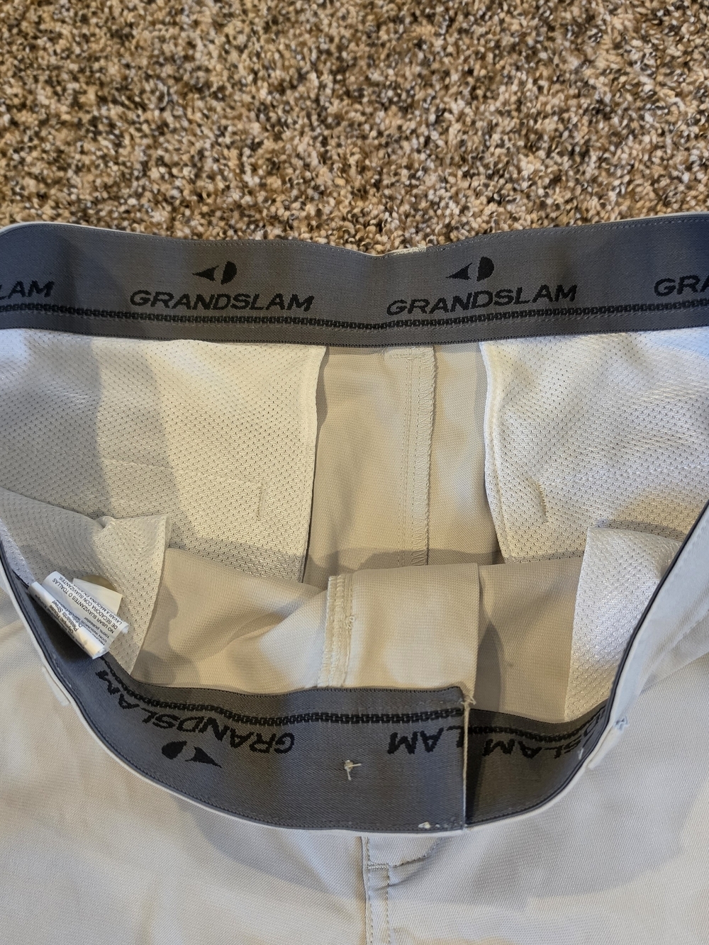 Grand Slam Cream Flat-Front Men's Shorts - Picture 3 of 4